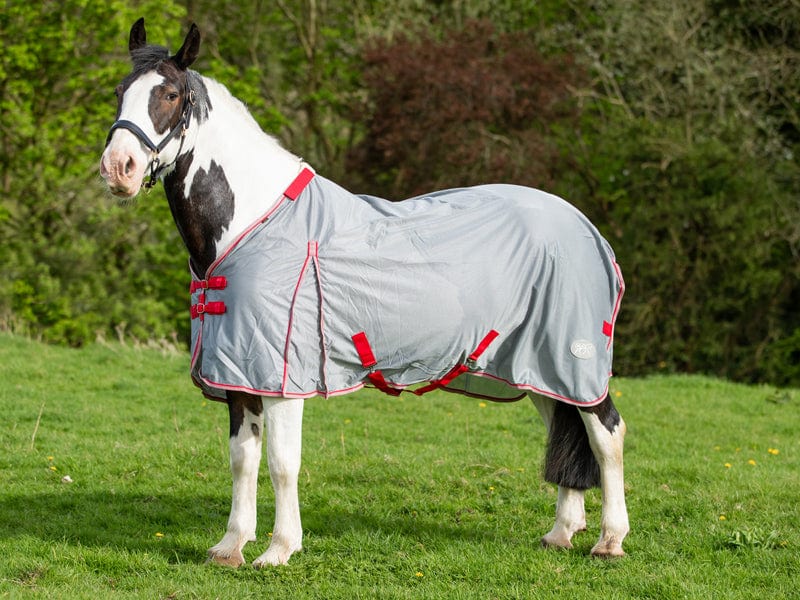 Swish Wide Fit Mesh Fly Rug - Grey/Red