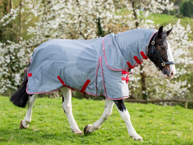 Swish Wide Fit Mesh Fly Rug - Grey/Red