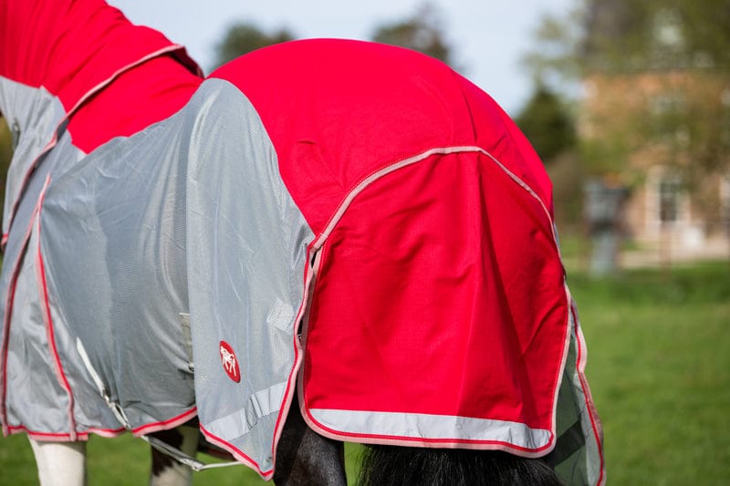 Swish Wide Fit Fly Turnout Combination Rug - Red (Mesh)